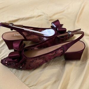 Worn once! J Renee burgundy colored sequined sling back
